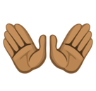 Open Hands Emoji with Medium-Dark Skin Tone, Facebook style