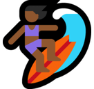 Woman Surfing Emoji with Medium-Dark Skin Tone, Microsoft style