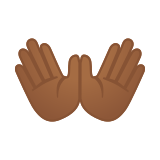 Open Hands Emoji with Medium-Dark Skin Tone, Google style