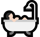 Person Taking Bath Emoji with Light Skin Tone, Microsoft style
