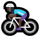 Woman Biking Emoji with Dark Skin Tone, Microsoft style