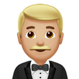 Man in Tuxedo Emoji with Medium-Light Skin Tone, Apple style