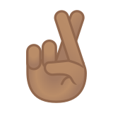 Crossed Fingers Emoji with Medium Skin Tone, Google style