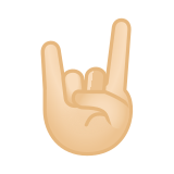 Sign of the Horns Emoji with Light Skin Tone, Google style