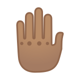 Raised Back of Hand Emoji with Medium Skin Tone, Google style