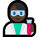 Man Scientist Emoji with Dark Skin Tone, Microsoft style