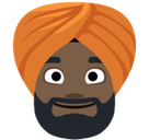 Person Wearing Turban Emoji with Dark Skin Tone, Facebook style
