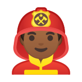 Man Firefighter Emoji with Medium-Dark Skin Tone, Google style