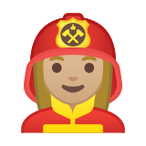 Woman Firefighter Emoji with Medium-Light Skin Tone, Google style