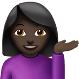 Woman Tipping Hand Emoji with Dark Skin Tone, Apple style