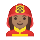 Woman Firefighter Emoji with Medium Skin Tone, Google style