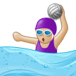 Woman Playing Water Polo Emoji with Medium-Light Skin Tone, Samsung style