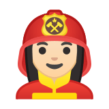 Woman Firefighter Emoji with Light Skin Tone, Google style