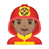 Man Firefighter Emoji with Medium Skin Tone, Google style