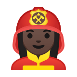 Woman Firefighter Emoji with Dark Skin Tone, Google style