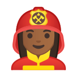 Woman Firefighter Emoji with Medium-Dark Skin Tone, Google style
