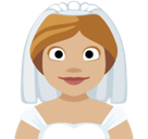 Bride with Veil Emoji with Medium-Light Skin Tone, Facebook style