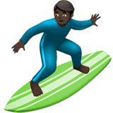 Man Surfing Emoji with Dark Skin Tone, Apple style