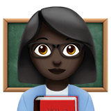 Woman Teacher Emoji with Dark Skin Tone, Apple style