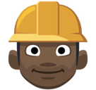 Construction Worker Emoji with Dark Skin Tone, Facebook style
