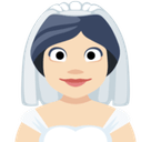 Bride with Veil Emoji with Light Skin Tone, Facebook style