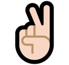 Victory Hand Emoji with Light Skin Tone, Microsoft style