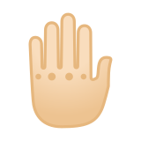 Raised Back of Hand Emoji with Light Skin Tone, Google style