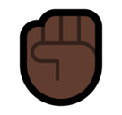 Raised Fist Emoji with Dark Skin Tone, Microsoft style
