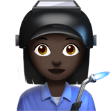 Woman Factory Worker Emoji with Dark Skin Tone, Apple style