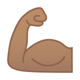 Flexed Biceps Emoji with Medium Skin Tone, Google style