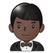 Man in Tuxedo Emoji with Dark Skin Tone, Samsung style