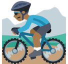 Man Mountain Biking Emoji with Medium-Dark Skin Tone, Facebook style