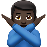 Man Gesturing No Emoji with Dark Skin Tone, Apple style