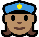 Woman Police Officer Emoji with Medium Skin Tone, Microsoft style