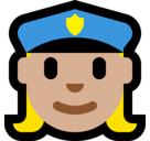 Woman Police Officer Emoji with Medium-Light Skin Tone, Microsoft style