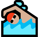 Man Swimming Emoji with Medium-Light Skin Tone, Microsoft style