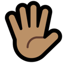 Hand with Fingers Splayed Emoji with Medium Skin Tone, Microsoft style