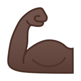 Flexed Biceps Emoji with Dark Skin Tone, Google style