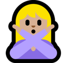 Person Gesturing No Emoji with Medium-Light Skin Tone, Microsoft style