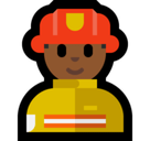 Man Firefighter Emoji with Medium-Dark Skin Tone, Microsoft style