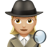 Woman Detective Emoji with Medium-Light Skin Tone, Apple style