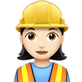 Woman Construction Worker Emoji with Light Skin Tone, Apple style