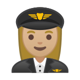 Woman Pilot Emoji with Medium-Light Skin Tone, Google style