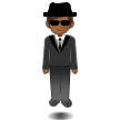 Man in Suit Levitating Emoji with Medium-Dark Skin Tone, Samsung style