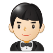 Man in Tuxedo Emoji with Light Skin Tone, Samsung style