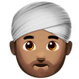 Person Wearing Turban Emoji with Medium Skin Tone, Apple style