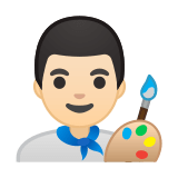 Man Artist Emoji with Light Skin Tone, Google style