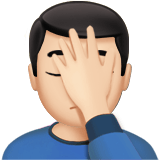 Person Facepalming Emoji with Light Skin Tone, Apple style