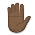 Raised Hand Emoji with Dark Skin Tone, LG style