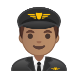 Man Pilot Emoji with Medium Skin Tone, Google style